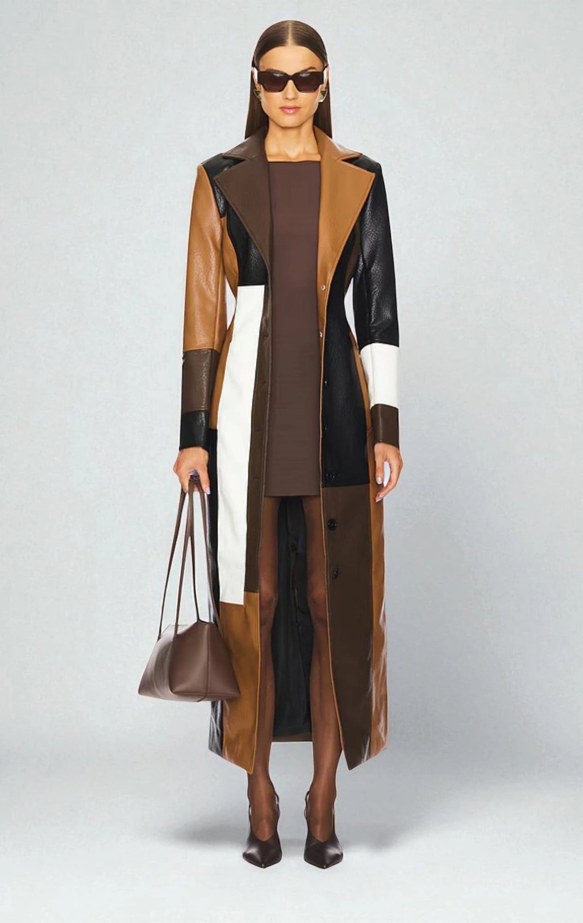 Mosaic | Patchwork Faux Leather Coat