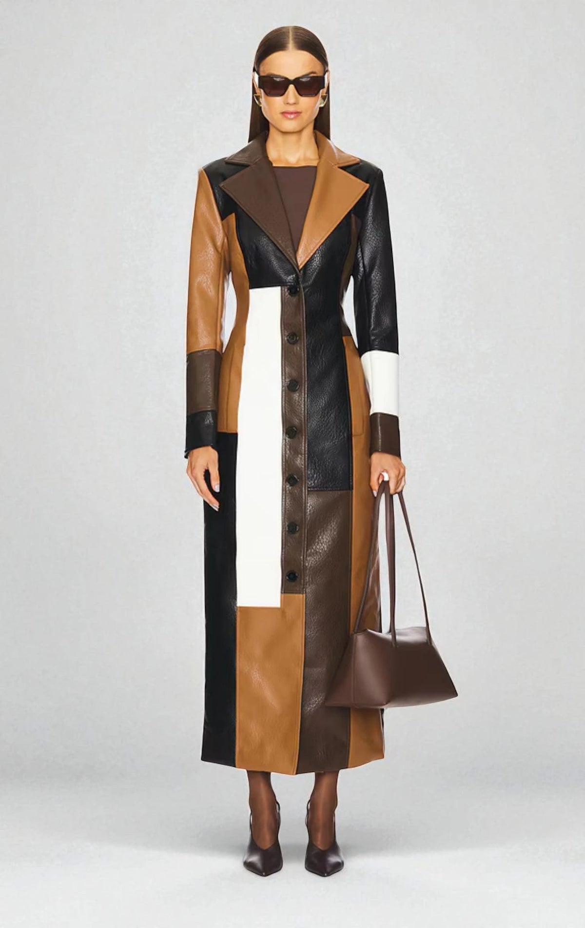 Mosaic | Patchwork Faux Leather Coat