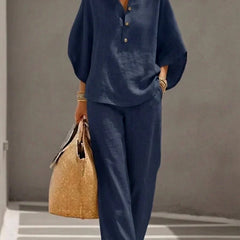 Maribel Two-Piece Set with Batwing Sleeves and Wide Pants - Nora & Rose Maine