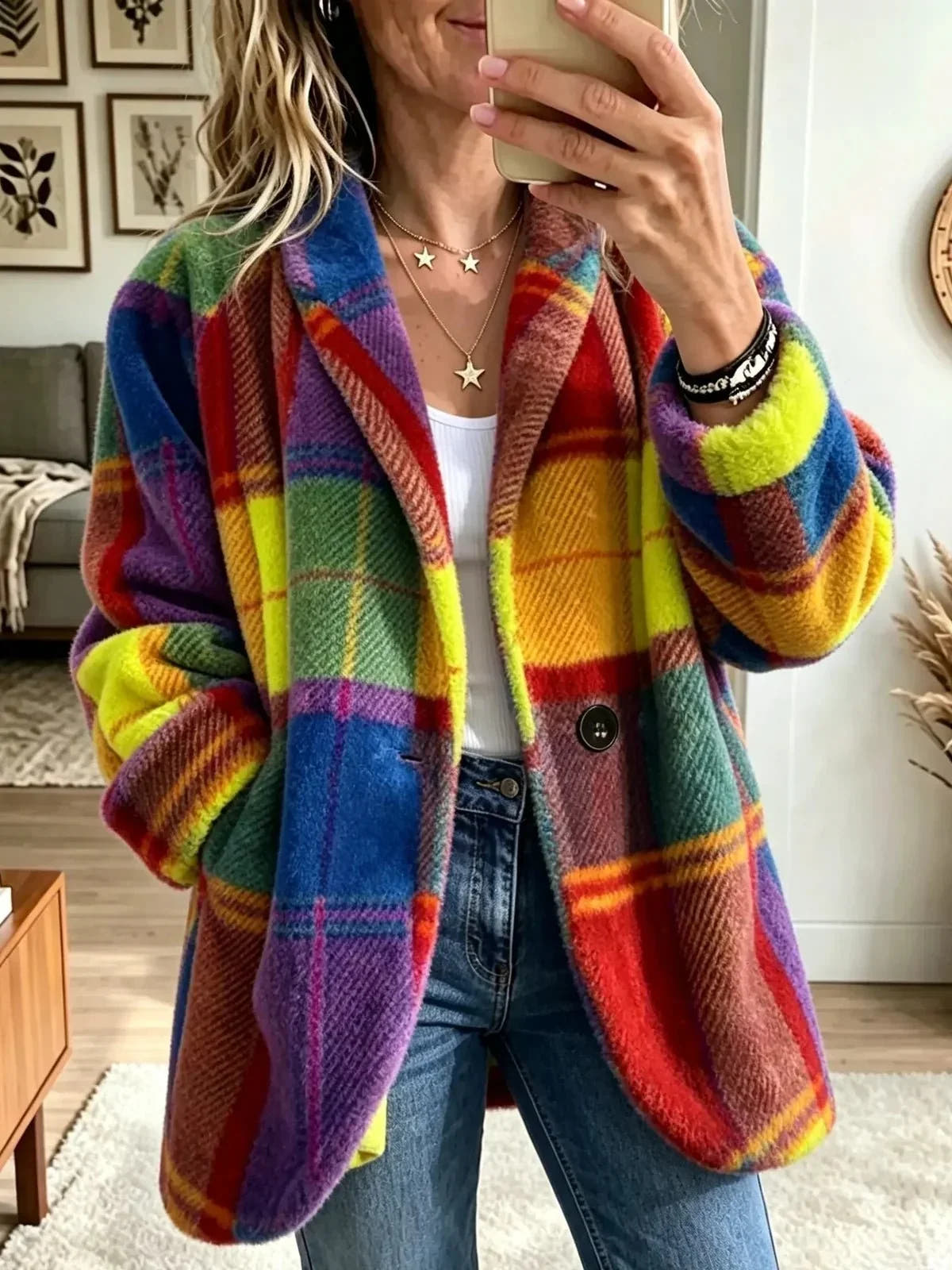 Joanne Cozy Multi-Color Plaid Coat - Nora & Rose Maine, view 4