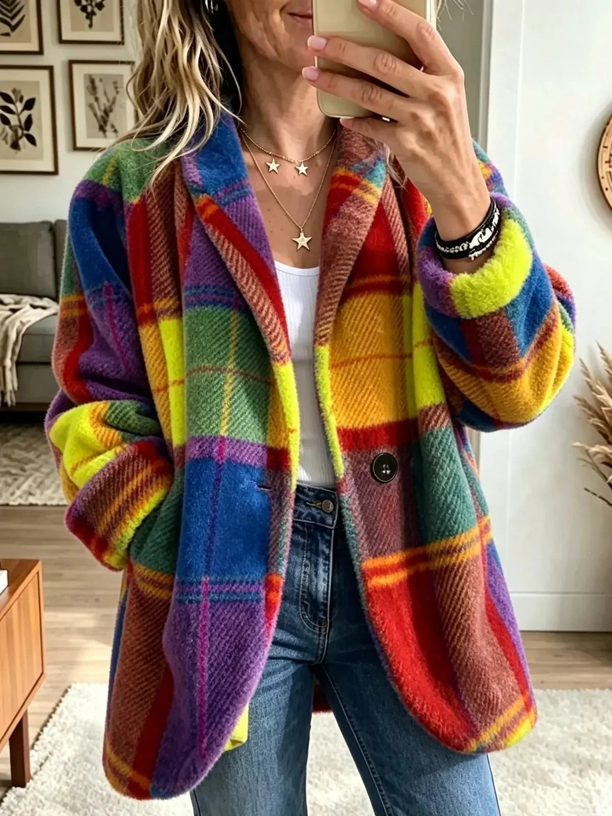 Joanne Cozy Multi-Color Plaid Coat - Nora & Rose Maine, view 4