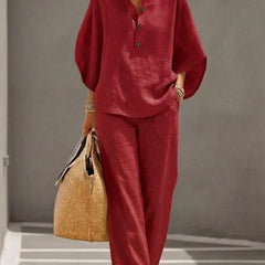 Maribel Two-Piece Set with Batwing Sleeves and Wide Pants - Nora & Rose Maine, view 6