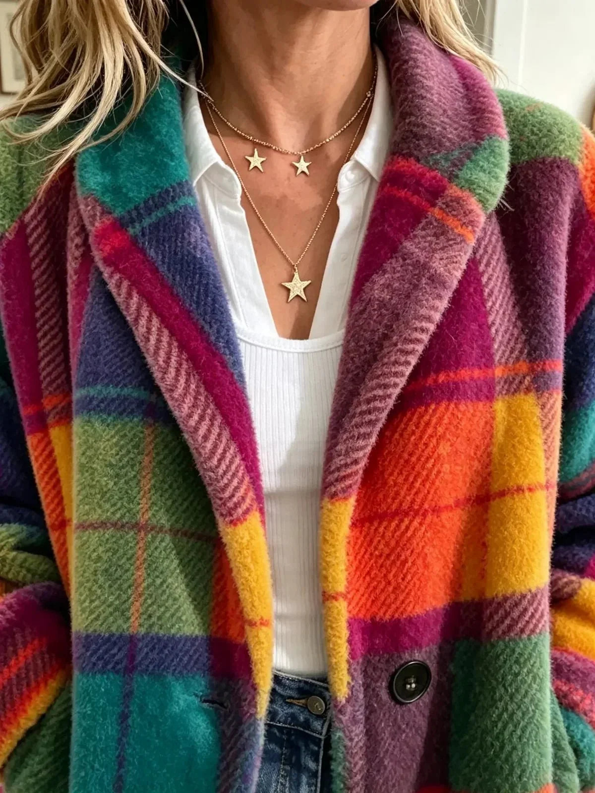 Joanne Cozy Multi-Color Plaid Coat - Nora & Rose Maine, view 3