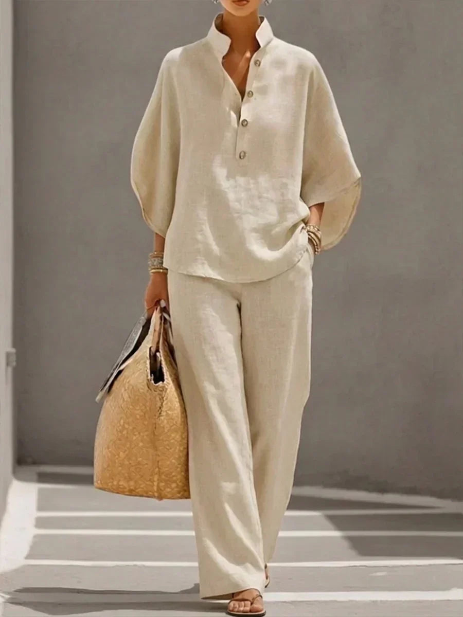 Maribel Two-Piece Set with Batwing Sleeves and Wide Pants - Nora & Rose Maine, view 2