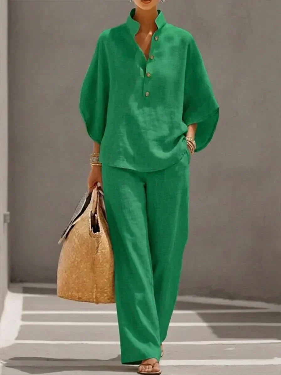 Maribel Two-Piece Set with Batwing Sleeves and Wide Pants - Nora & Rose Maine, view 4