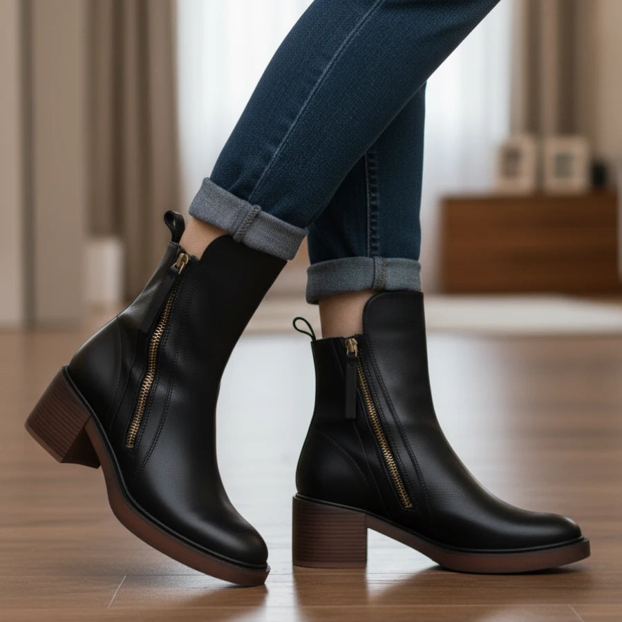 Pernelle | Leather Block-Heel Boots
