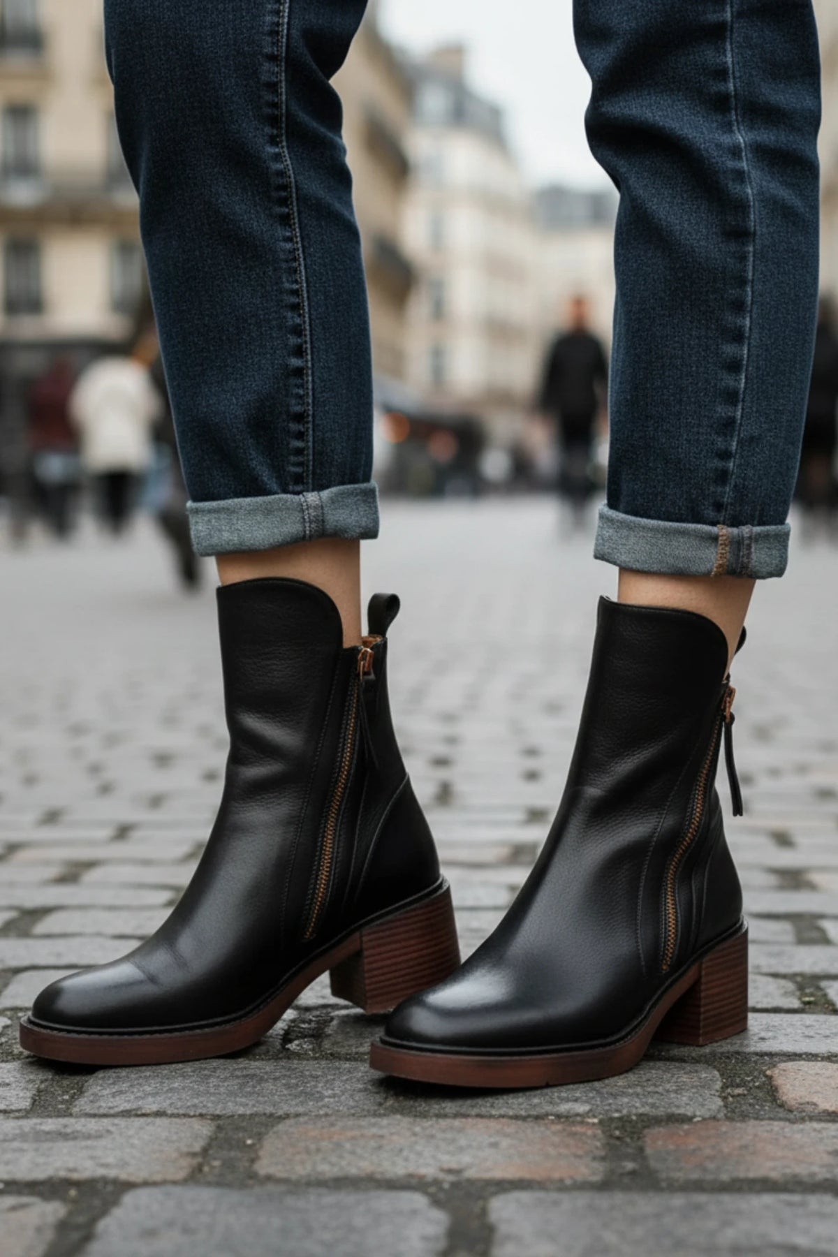 Pernelle | Leather Block-Heel Boots