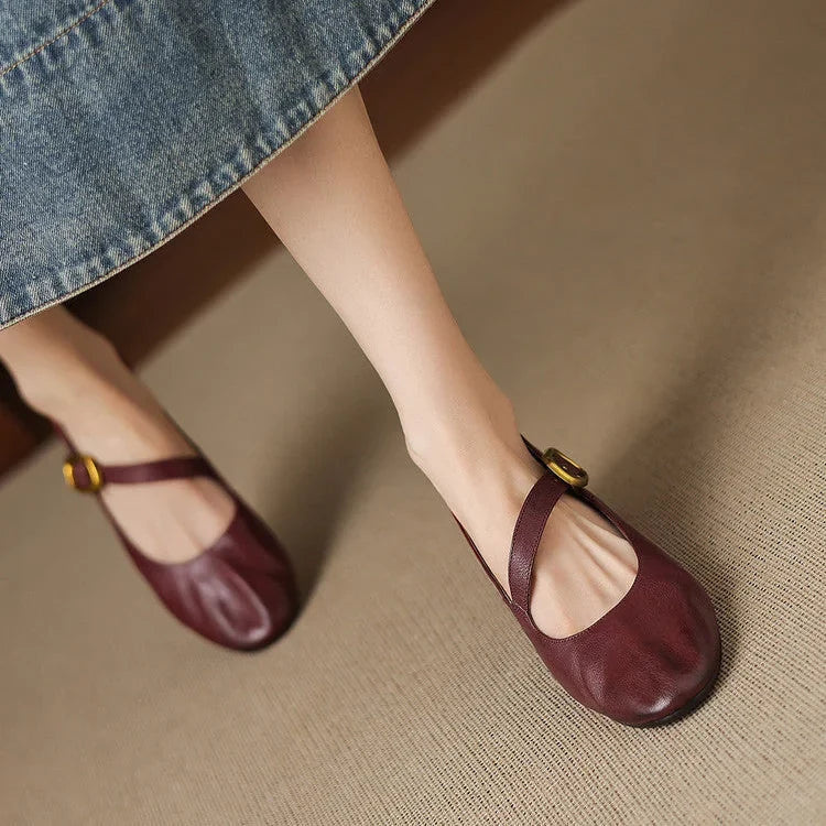 Quira | Round-Toe Mary Jane Flats