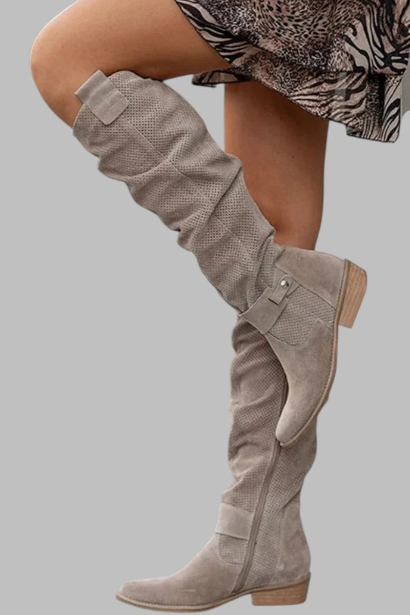 Rivani | Slouchy Suede Knee-High Boots