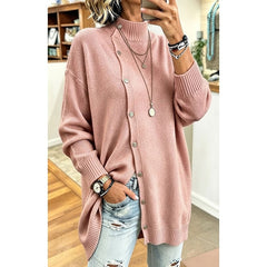 Sharon Longline Buttoned Turtleneck Cardigan - Nora & Rose Maine, view 4