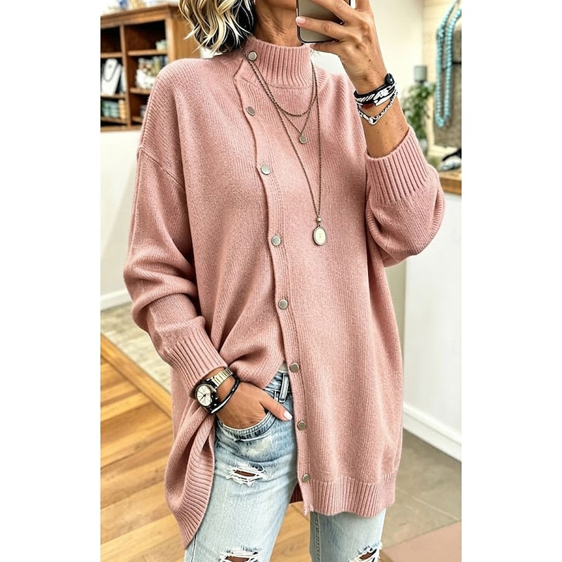 Sharon Longline Buttoned Turtleneck Cardigan - Nora & Rose Maine, view 4