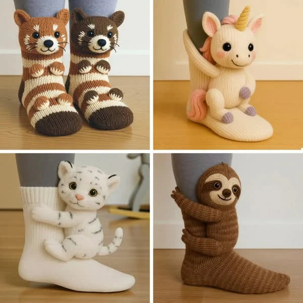 Vellary | Cozy 3D Knit Animal Socks