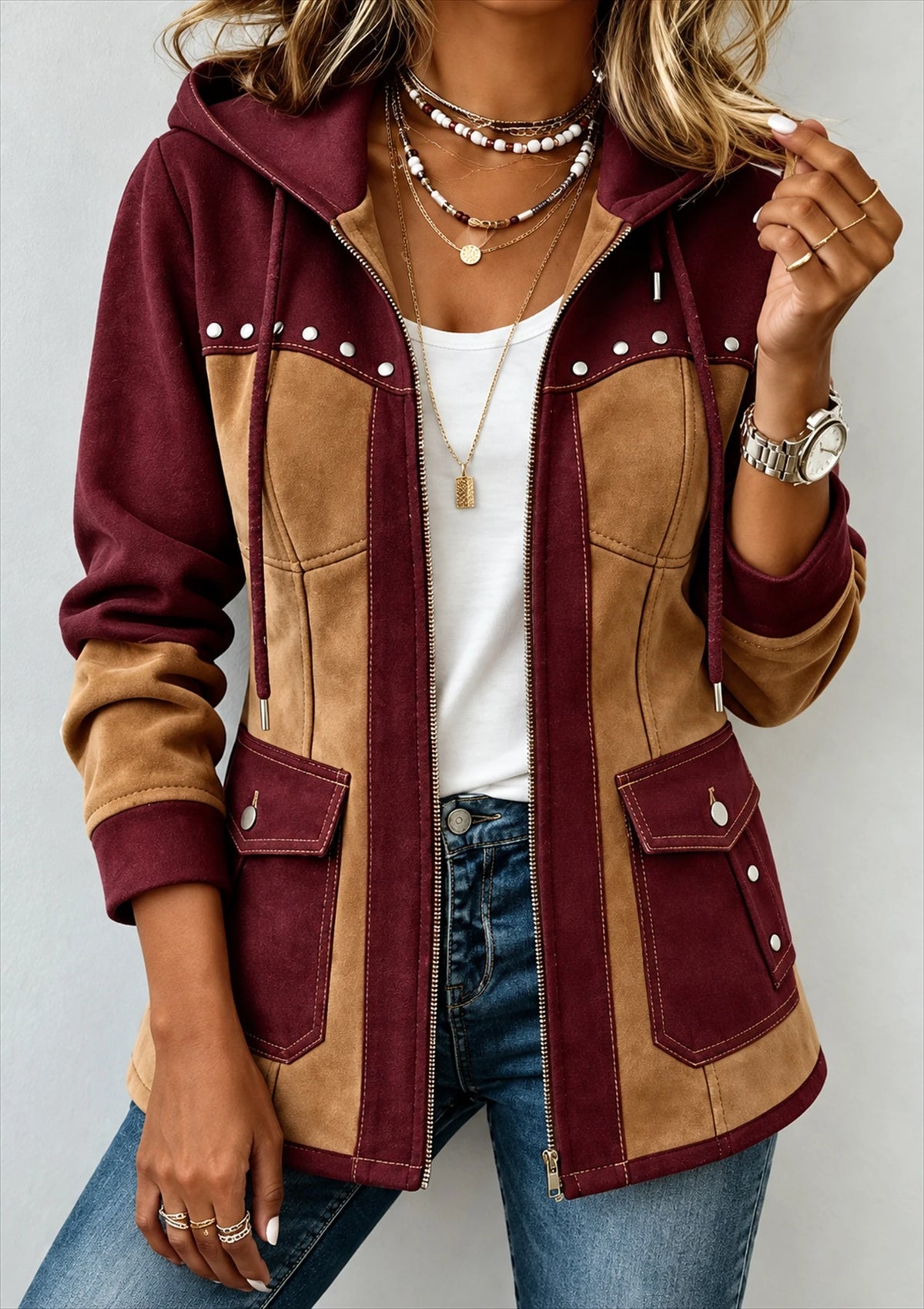Burgundy / Camel