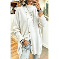 Sharon Longline Buttoned Turtleneck Cardigan - Nora & Rose Maine, view 3