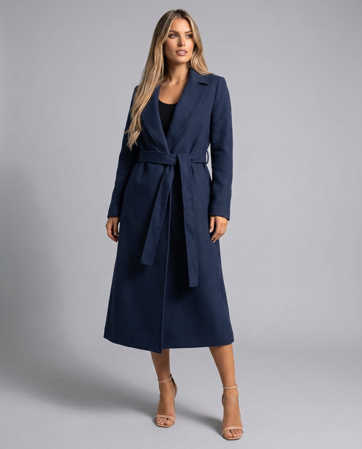Luna Women's Belted Soft-Knit Long Lapel Trench Coat - Nora & Rose Maine, view 4