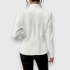 Scarlett Women's Cable-Knit Mock-Neck Long-Sleeve Fitted Sweater - Nora & Rose Maine, view 3