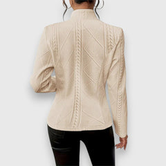 Scarlett Women's Cable-Knit Mock-Neck Long-Sleeve Fitted Sweater - Nora & Rose Maine, view 8