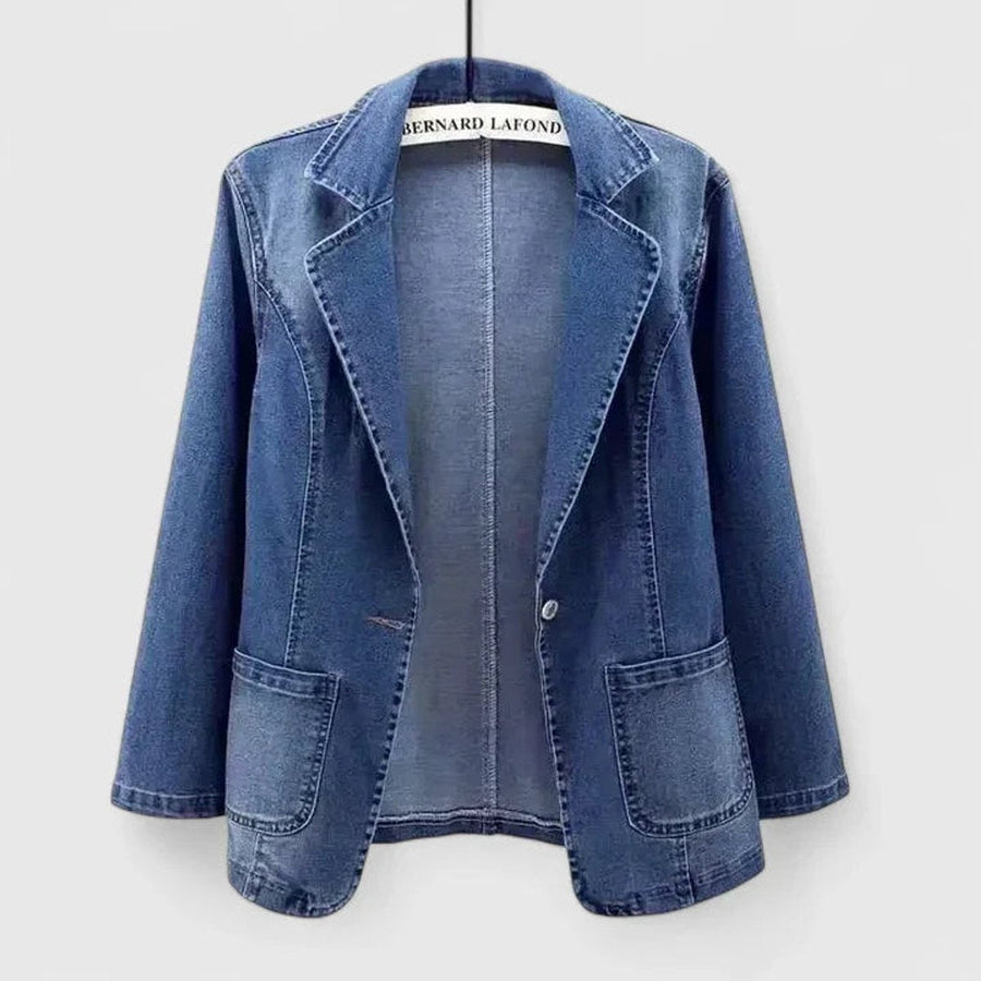 Grace Women's Casual Denim Blazer Jacket Single-Button Open Front - Nora & Rose Maine