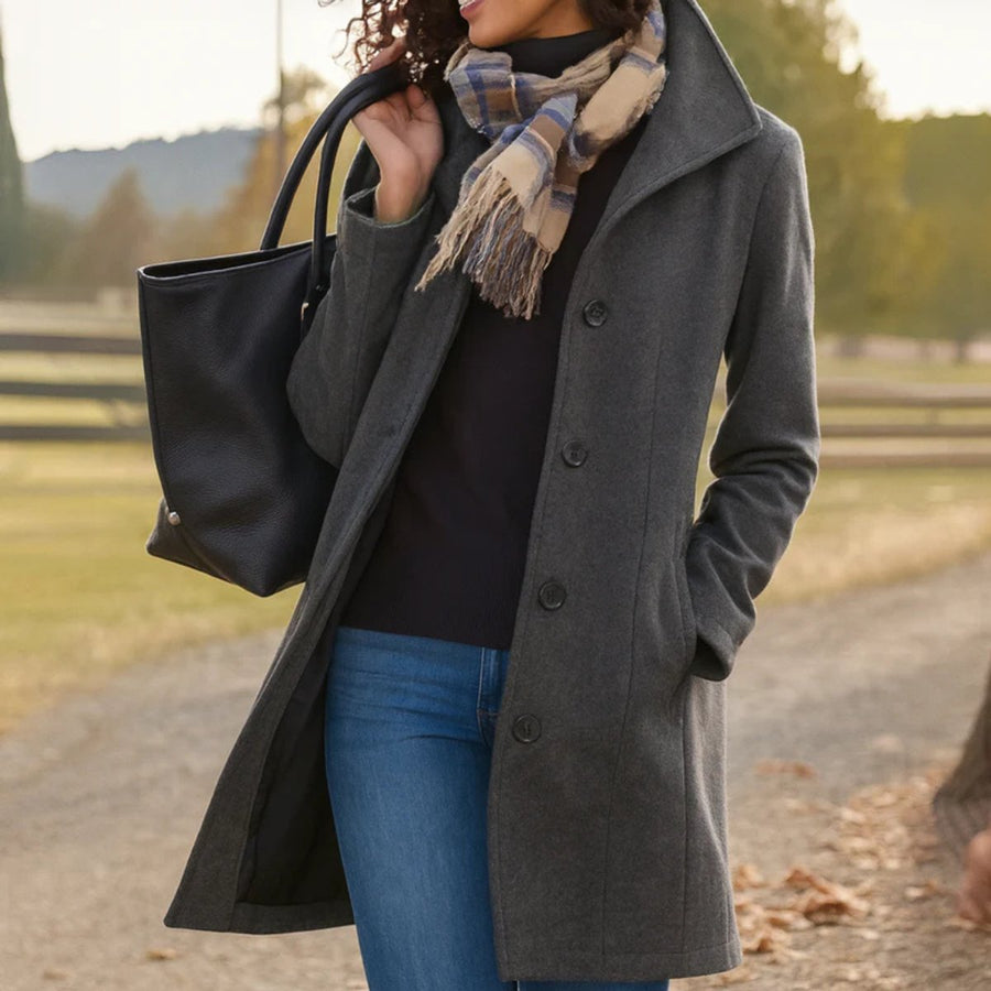 Emma Women's Classic Mid-Length Single-Breasted Soft-Knit Coat - Nora & Rose Maine, view 2