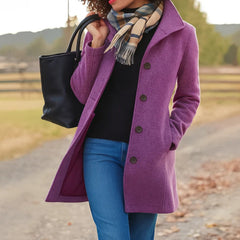Emma Women's Classic Mid-Length Single-Breasted Soft-Knit Coat - Nora & Rose Maine, view 4