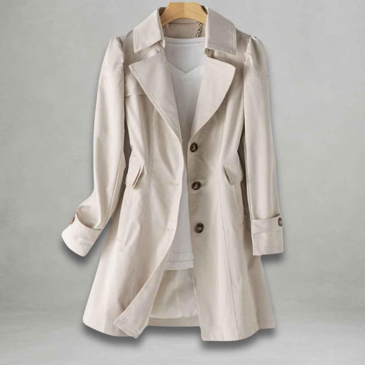 Scarlett Women's Classic Single-Breasted Trench Coat Notch Lapel - Nora & Rose Maine, view 3