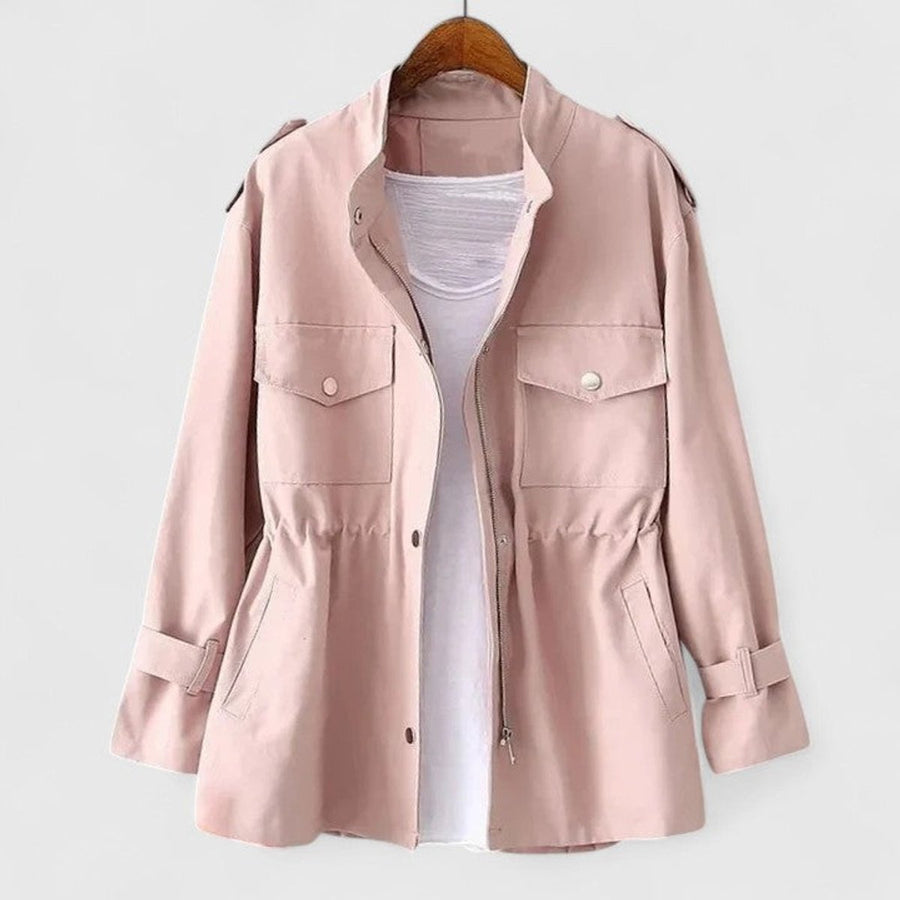 Olivia Women's Coat Drawstring-Waist Utility Jacket Snap-Pocket - Nora & Rose Maine
