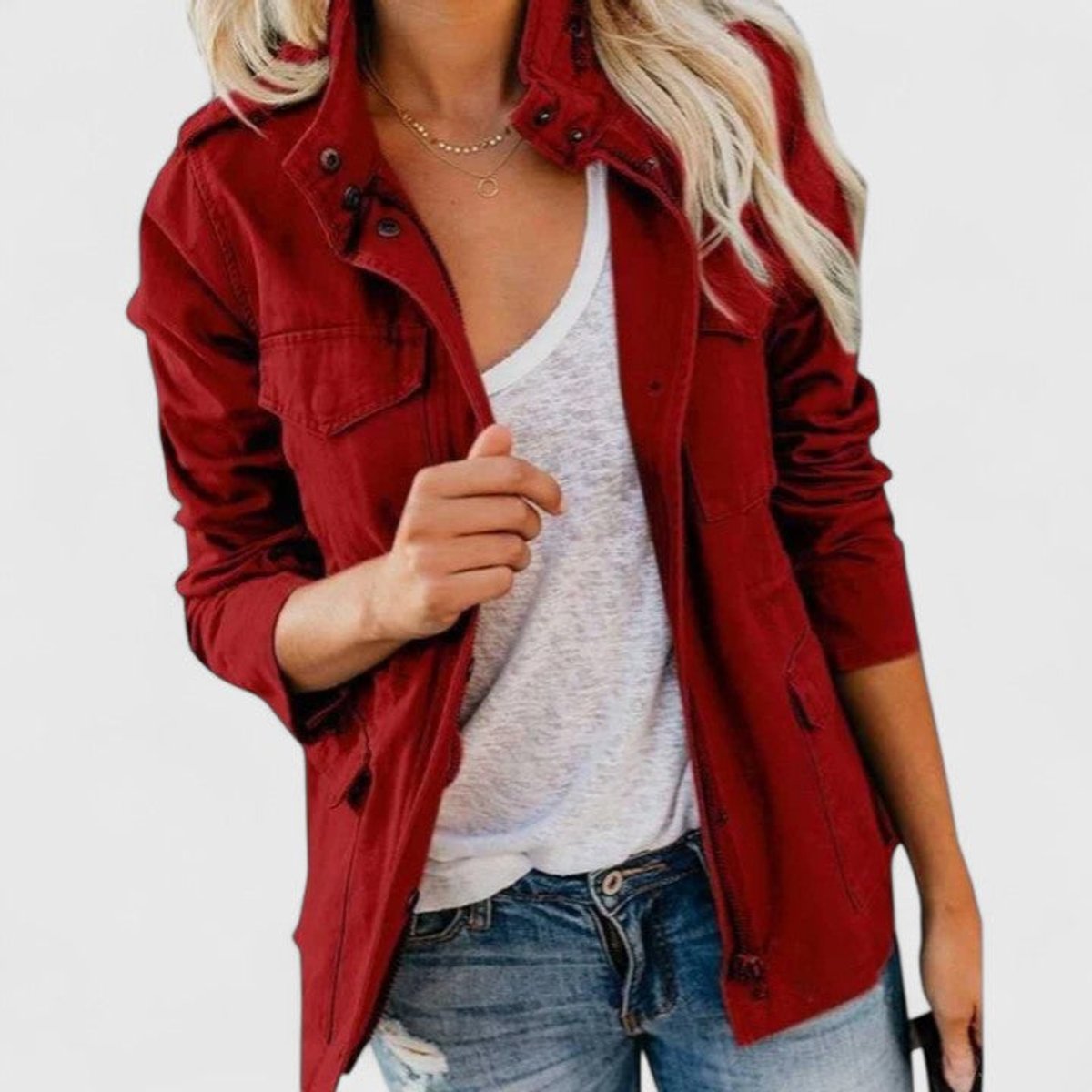 Luna Women's Coat Lightweight Utility Jacket Drawstring Waist - Nora & Rose Maine