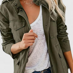 Luna Women's Coat Lightweight Utility Jacket Drawstring Waist - Nora & Rose Maine, view 4