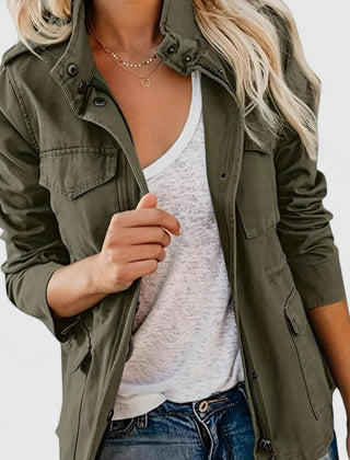 Luna Women's Coat Lightweight Utility Jacket Drawstring Waist - Nora & Rose Maine, view 4