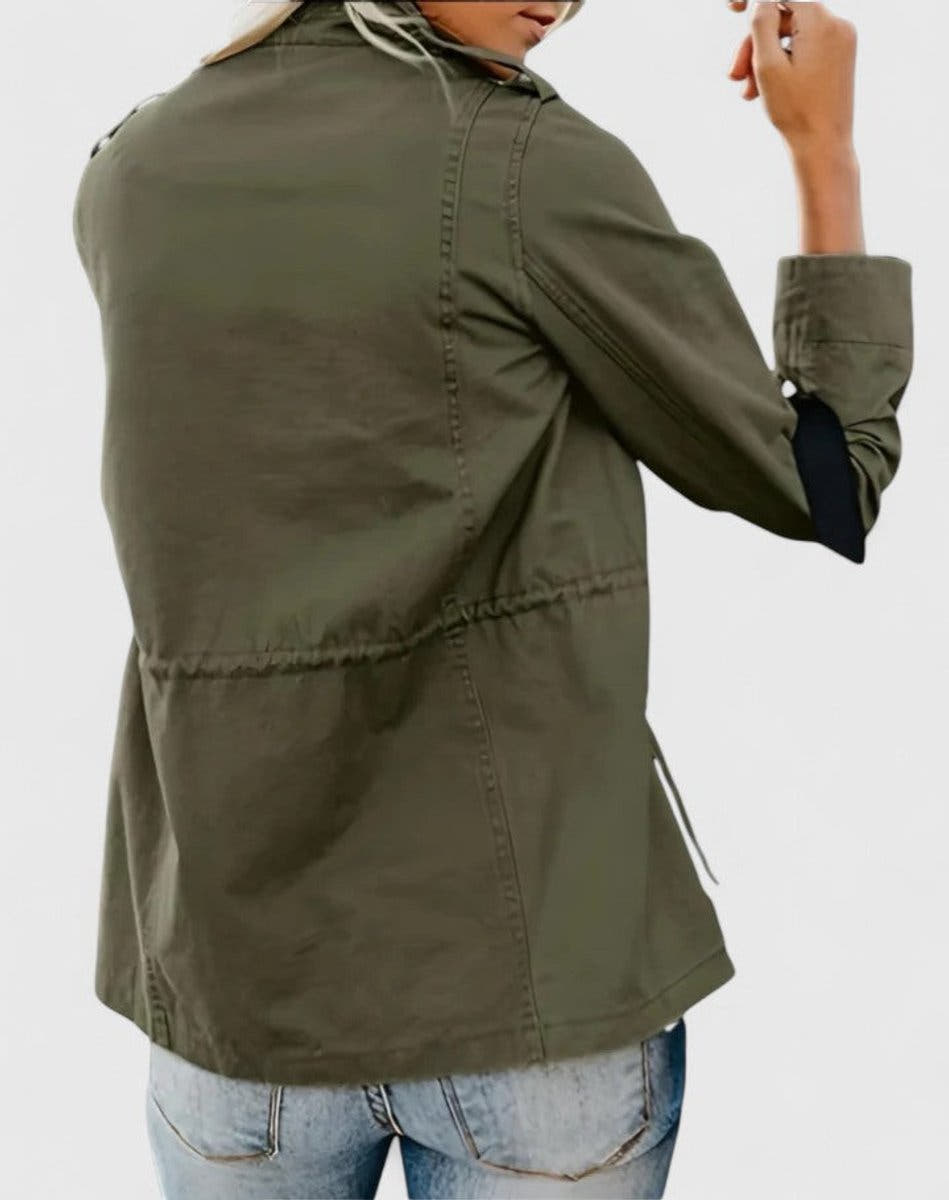 Luna Women's Coat Lightweight Utility Jacket Drawstring Waist - Nora & Rose Maine, view 5