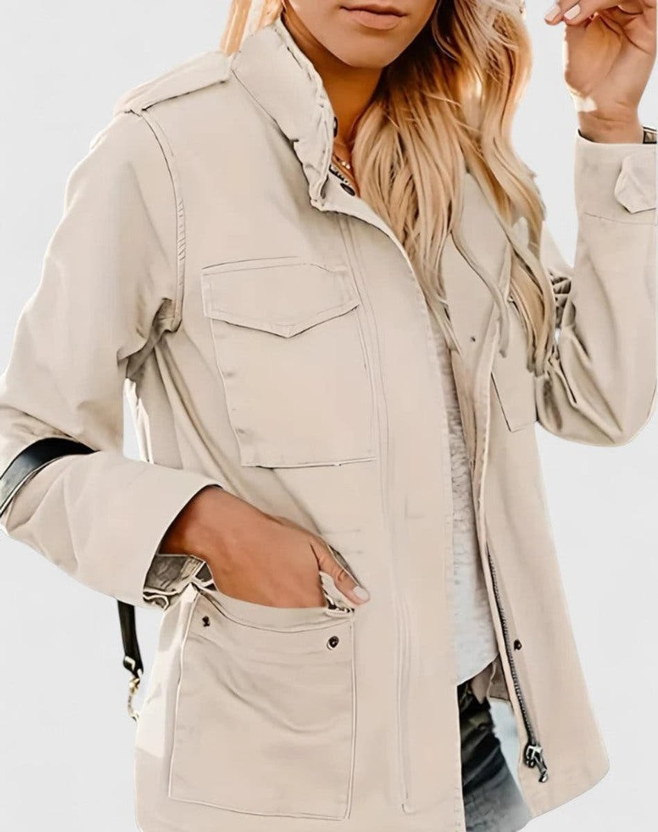 Luna Women's Coat Lightweight Utility Jacket Drawstring Waist - Nora & Rose Maine, view 7