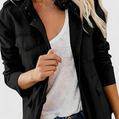 Luna Women's Coat Lightweight Utility Jacket Drawstring Waist - Nora & Rose Maine, view 8