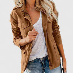 Luna Women's Coat Lightweight Utility Jacket Drawstring Waist - Nora & Rose Maine, view 9