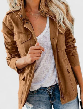 Luna Women's Coat Lightweight Utility Jacket Drawstring Waist - Nora & Rose Maine, view 9