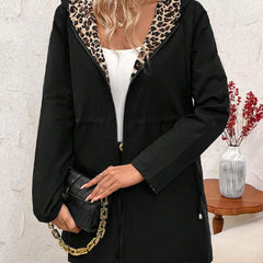 Olivia Women's Coat Reversible Leopard Print Hooded Zip-Up Jacket - Nora & Rose Maine, view 11