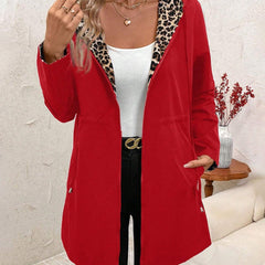 Olivia Women's Coat Reversible Leopard Print Hooded Zip-Up Jacket - Nora & Rose Maine, view 4