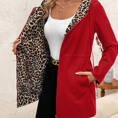 Olivia Women's Coat Reversible Leopard Print Hooded Zip-Up Jacket - Nora & Rose Maine, view 5