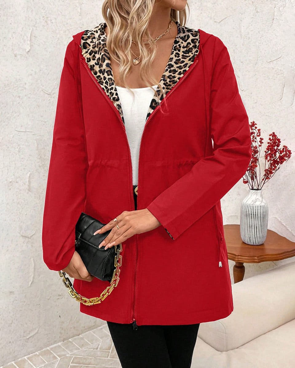 Olivia Women's Coat Reversible Leopard Print Hooded Zip-Up Jacket - Nora & Rose Maine, view 6