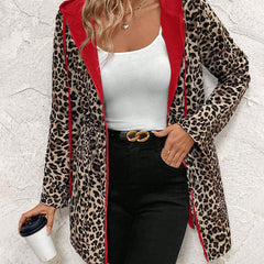 Olivia Women's Coat Reversible Leopard Print Hooded Zip-Up Jacket - Nora & Rose Maine, view 7