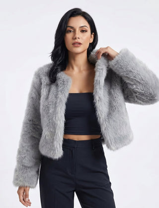 Mia Women's Cropped Faux Fur Cardigan Jacket - Nora & Rose Maine