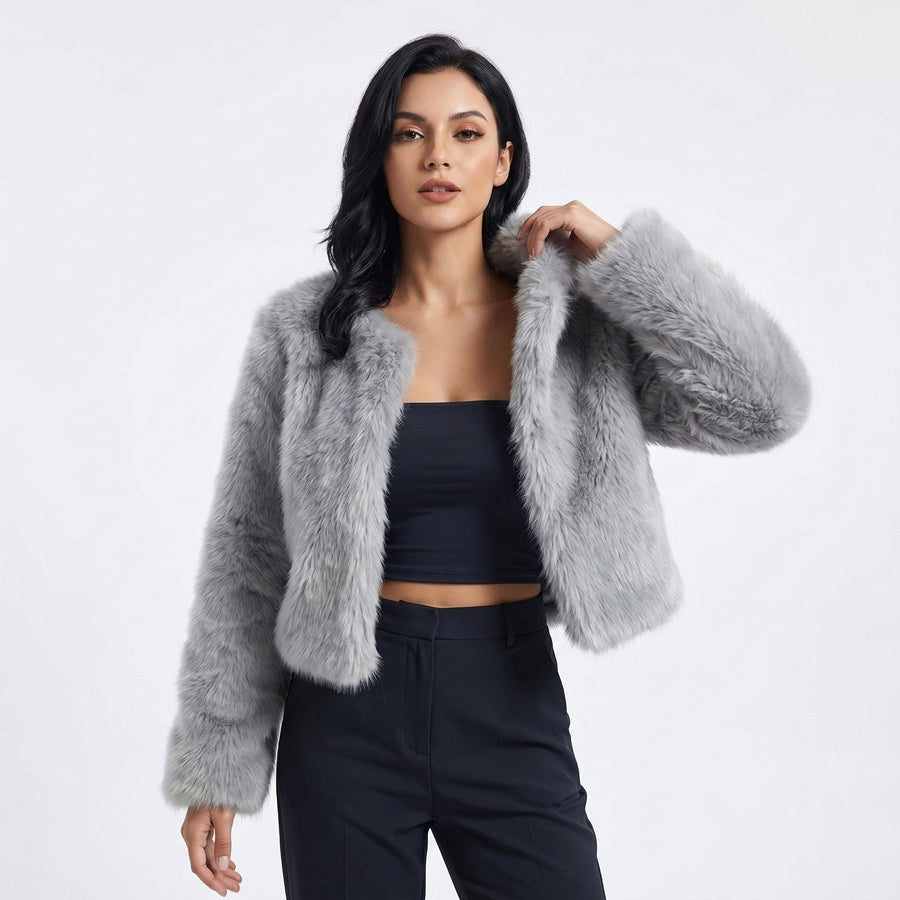 Mia Women's Cropped Faux Fur Cardigan Jacket - Nora & Rose Maine