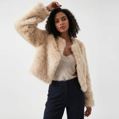 Mia Women's Cropped Faux Fur Cardigan Jacket - Nora & Rose Maine, view 5