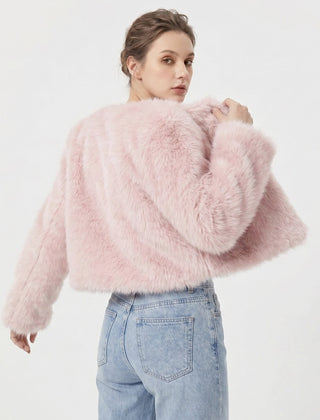 Mia Women's Cropped Faux Fur Cardigan Jacket - Nora & Rose Maine, view 7