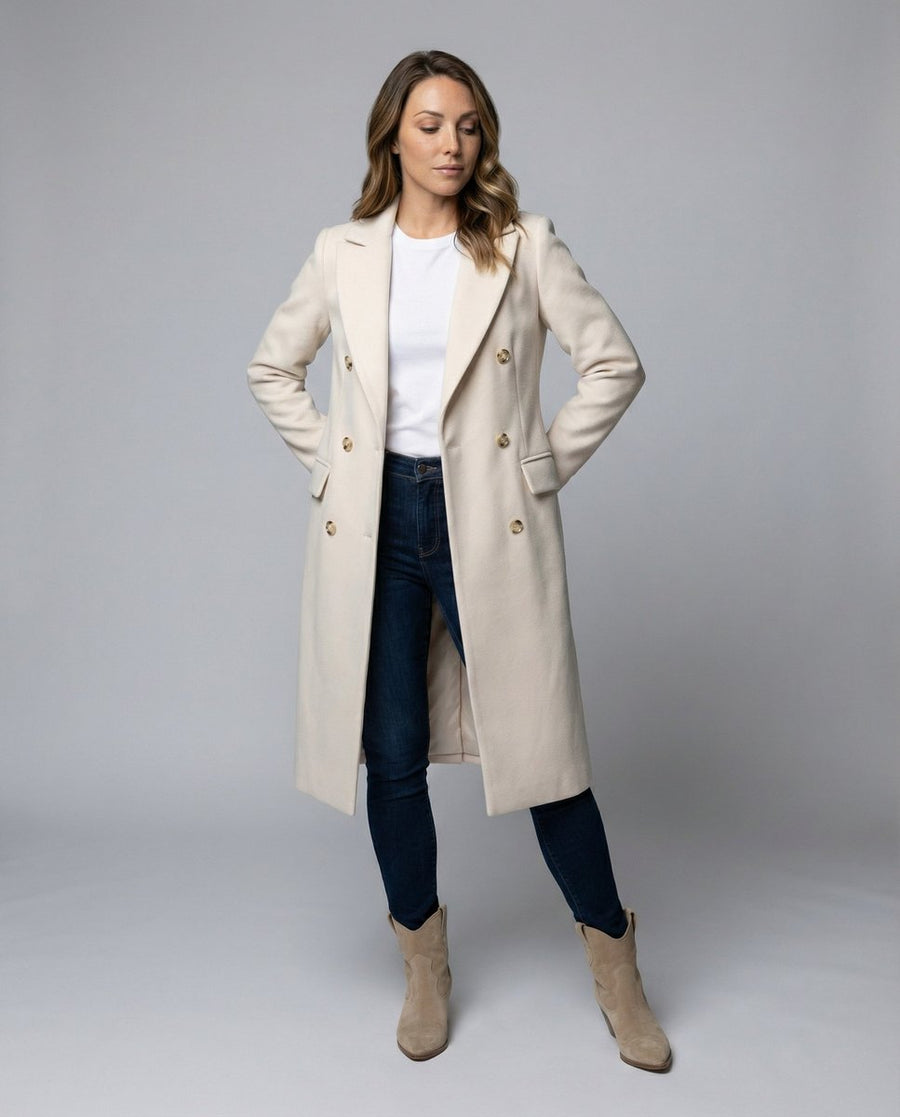 Scarlett Women's Double-Breasted Long-Sleeve Midi Overcoat - Nora & Rose Maine
