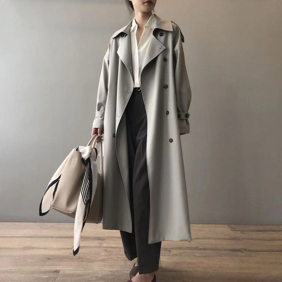 Eleanor Women's Double-Breasted Water-Repellent Long Trench Coat - Nora & Rose Maine