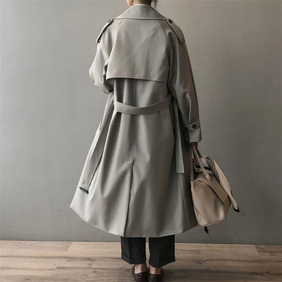 Eleanor Women's Double-Breasted Water-Repellent Long Trench Coat - Nora & Rose Maine, view 2