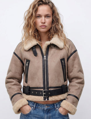 Isabella Women's Double-Sided Shearling Bomber Jacket - Nora & Rose Maine, view 2