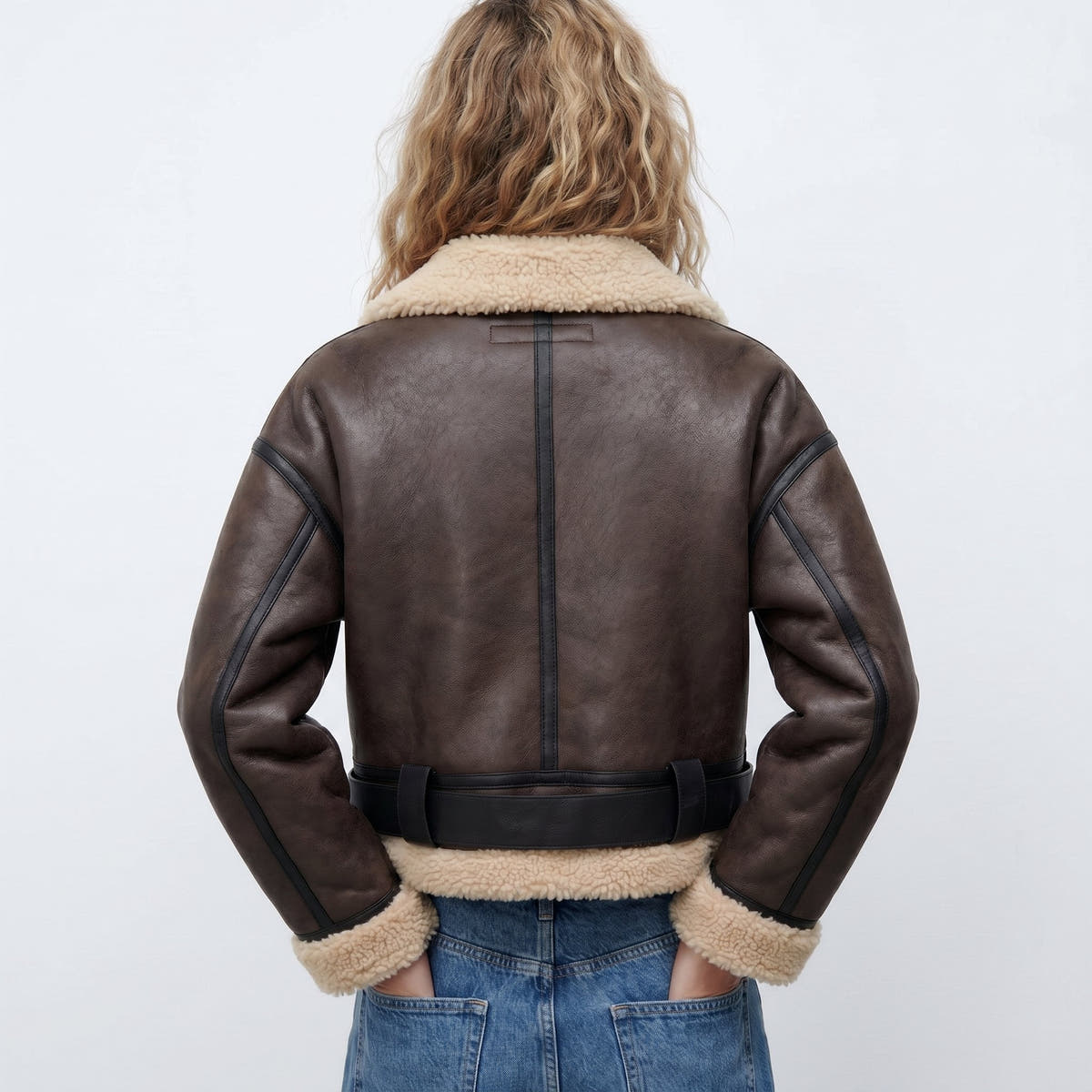Isabella Women's Double-Sided Shearling Bomber Jacket - Nora & Rose Maine, view 4