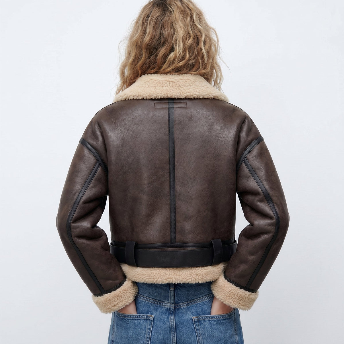 Isabella Women's Double-Sided Shearling Bomber Jacket - Nora & Rose Maine, view 4