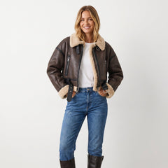 Isabella Women's Double-Sided Shearling Bomber Jacket - Nora & Rose Maine, view 5
